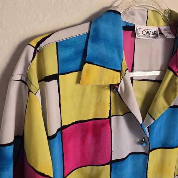 Vintage Colorblock Bright Blouse - Picture 4 of 9
